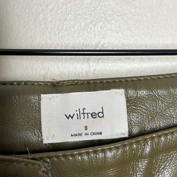 WILFRED x ARITZIA Melina Faux Leather Straight Pant Leg Olive Green Sz 8 {YY2} - Picture 5 of 6